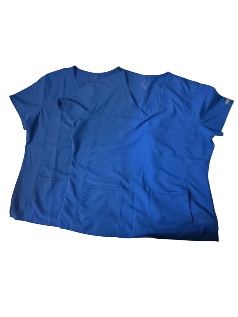 Women's V-Neck Med Couture Scrub Top Bundle of 2- Royal Blue